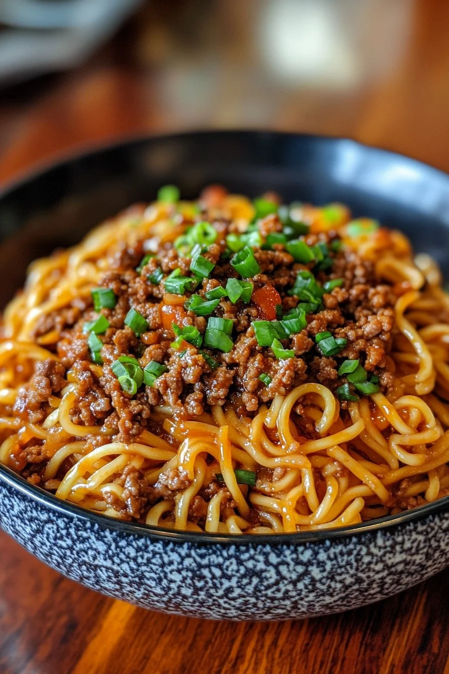 Easy Mongolian Ground Beef Noodles