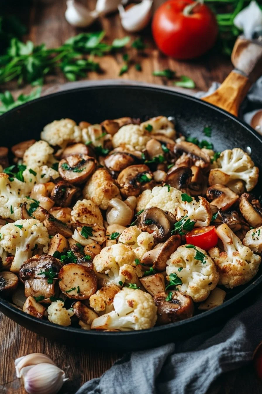 Garlic Cauliflower Mushroom Skillet