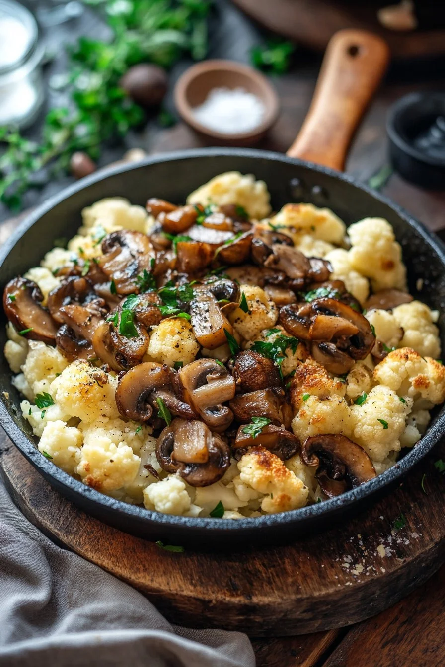 Garlic Mushrooms Cauliflower Skillet