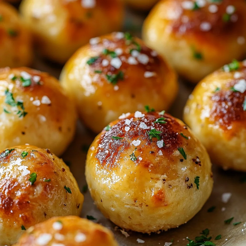 Delicious Garlic Parmesan Cheeseburger Bombs freshly baked and served