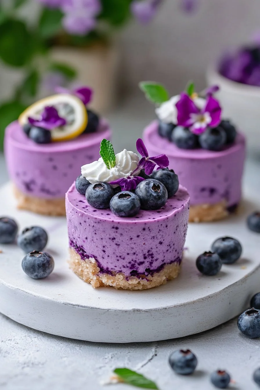 Healthy Mini Lemon Blueberry Cheesecakes