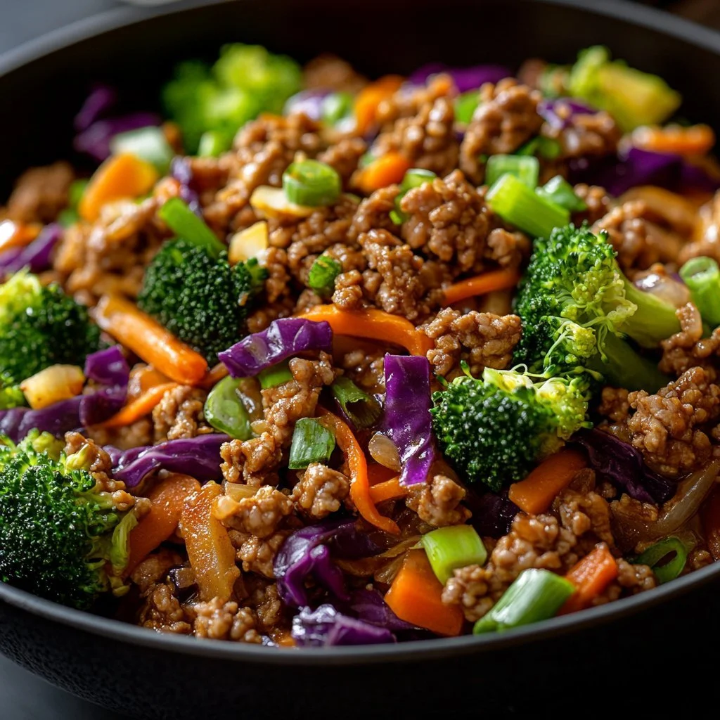 High Protein Egg Roll In A Bowl with fresh vegetables and flavorful sauce