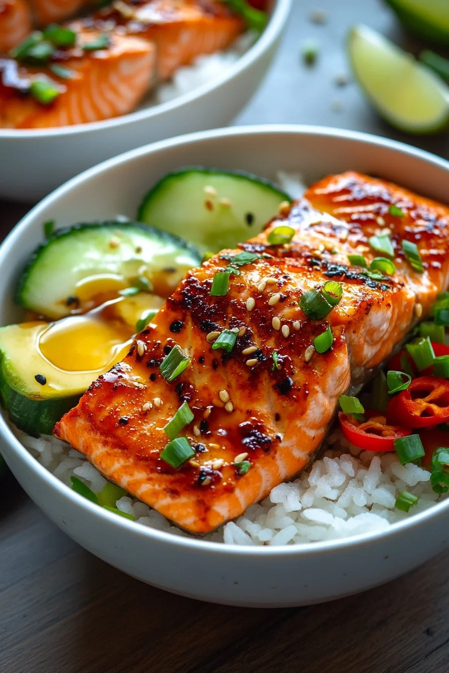 Honey Sriracha Salmon Bowls