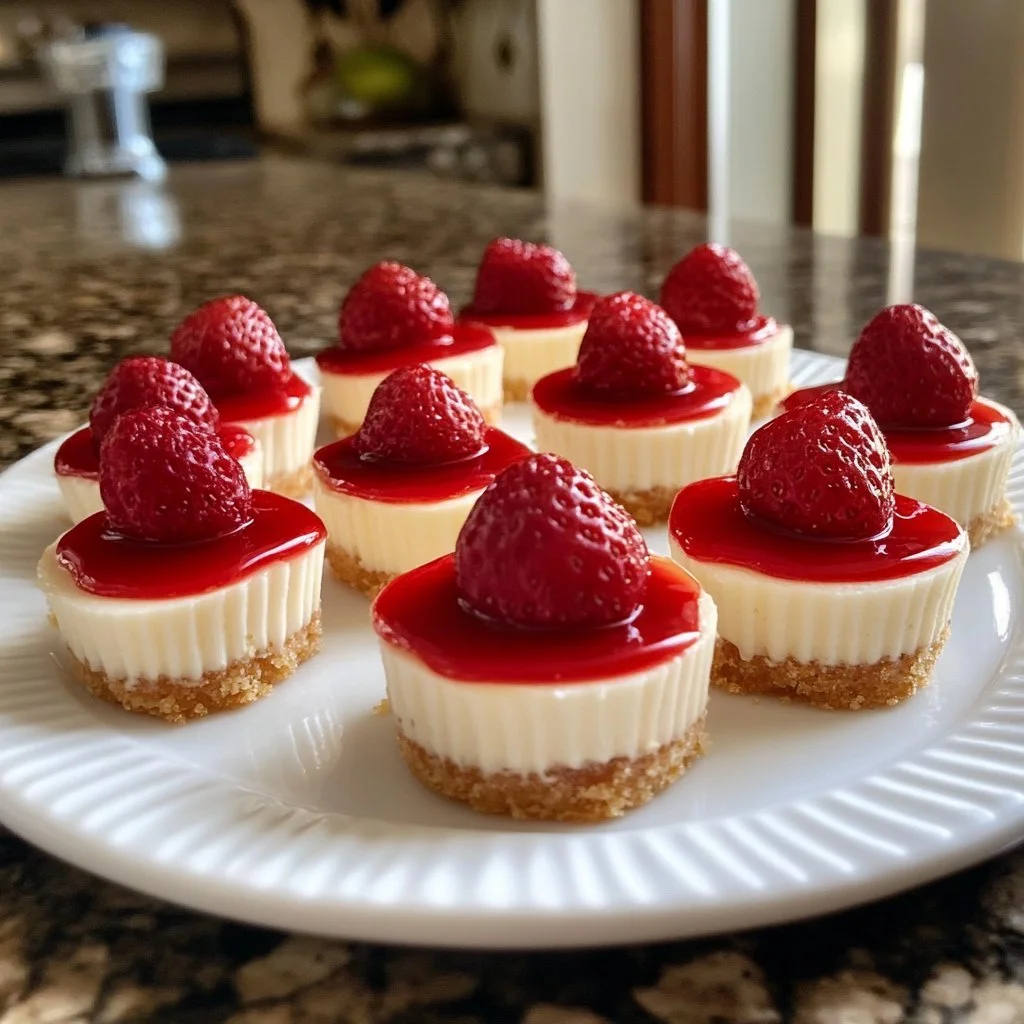 Irresistible mini cheesecakes in New York style topped with berries