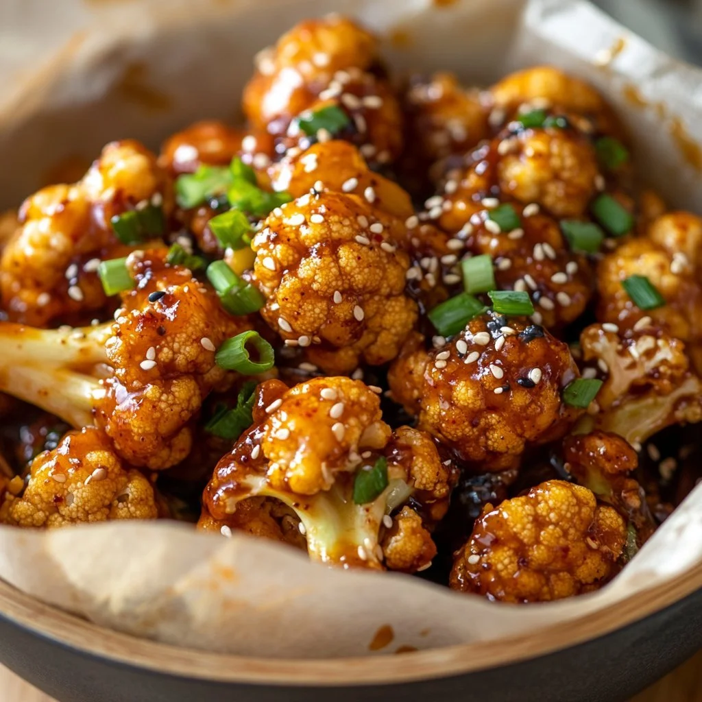 Korean baked cauliflower with spices and garnishes