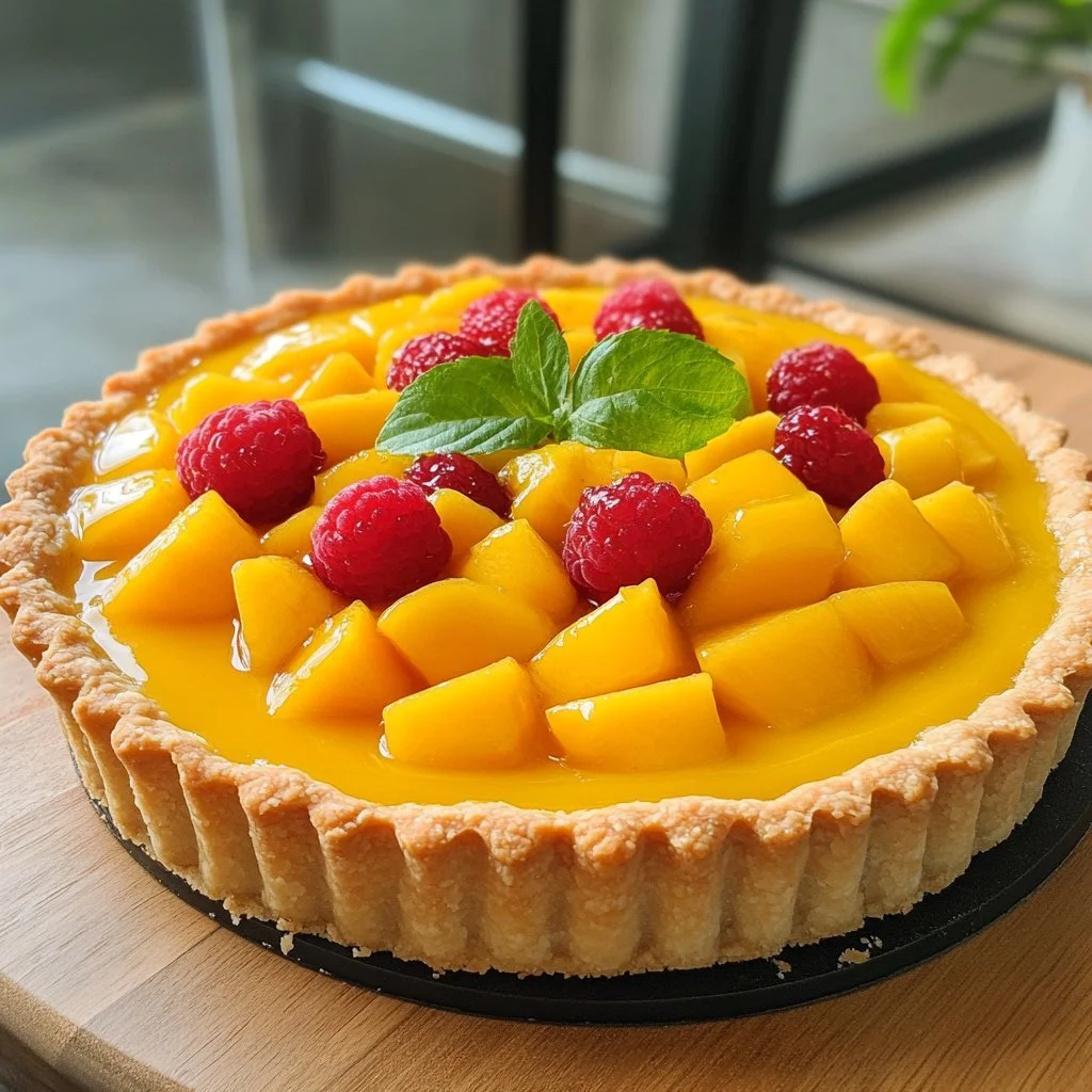 Delicious Mango Curd Tart with a creamy filling and buttery crust
