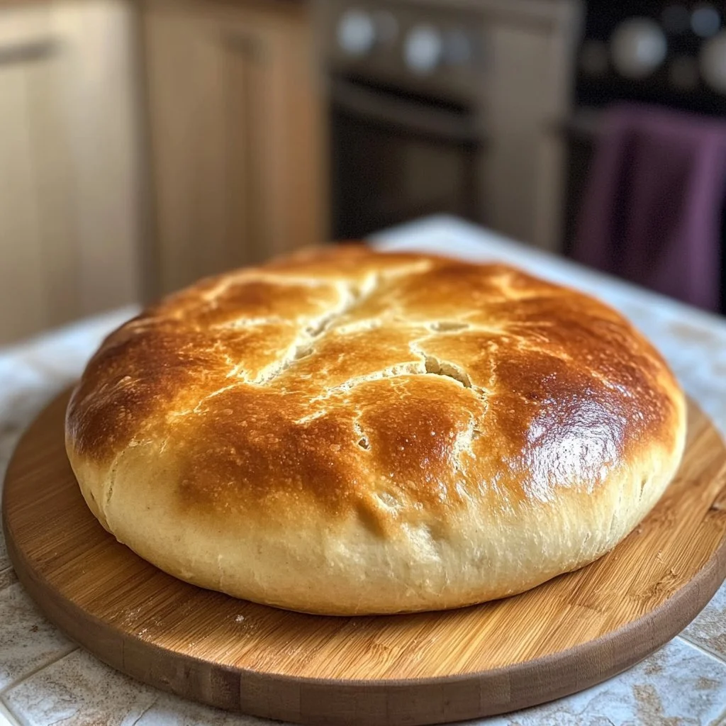 Freshly baked Polish potato bread with a golden crust and soft texture