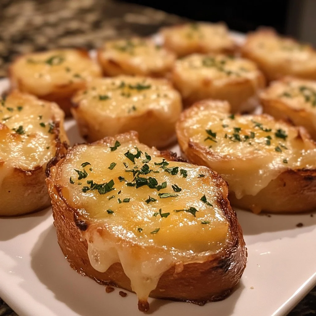 Savory French onion soup bites served in small pastry shells.