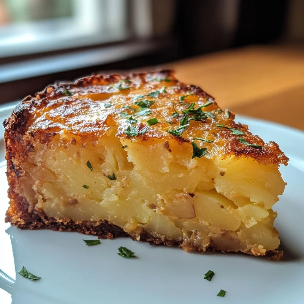 Savory German Potato Cake made with fresh ingredients and spices
