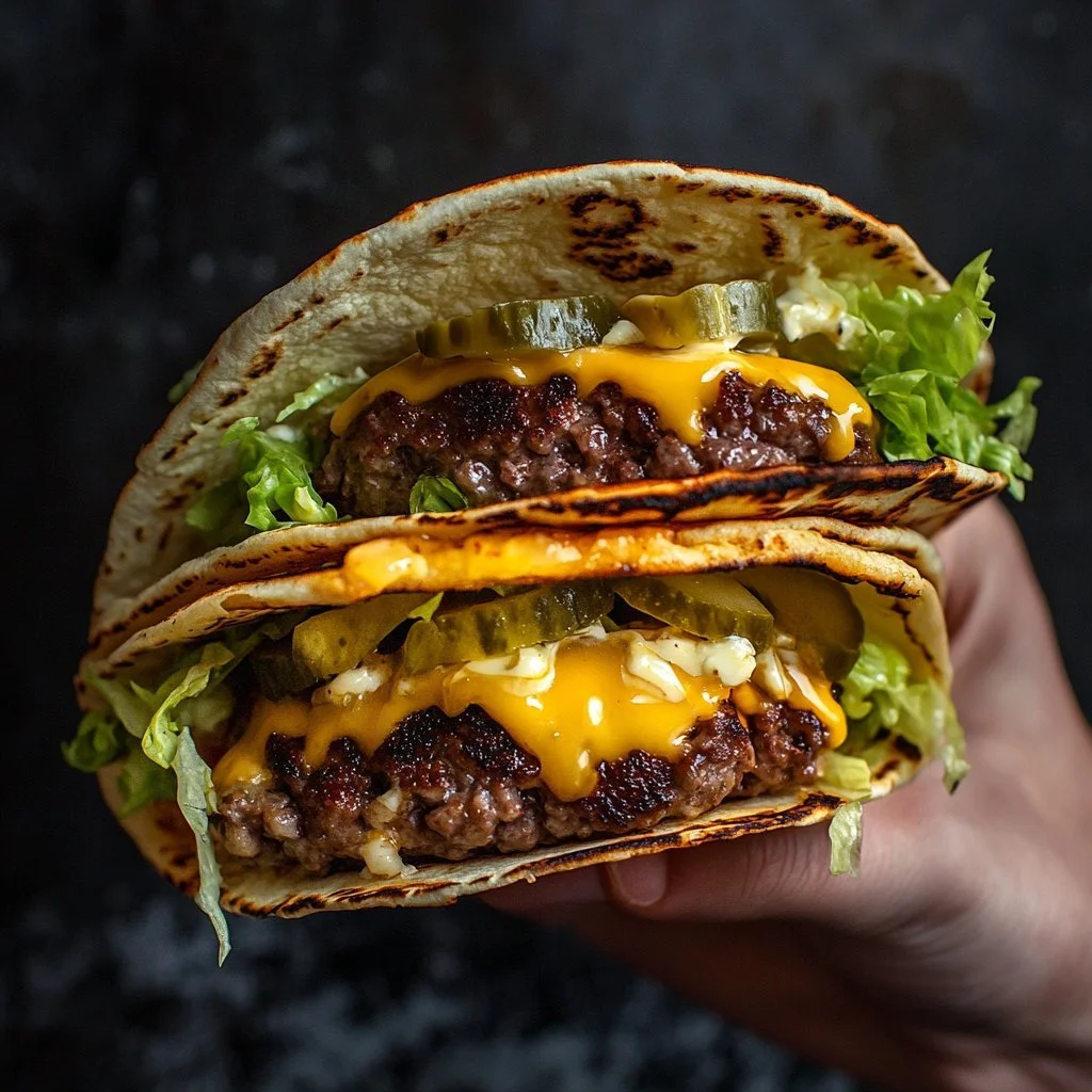 Delicious smash burger tacos with fresh toppings and savory flavors