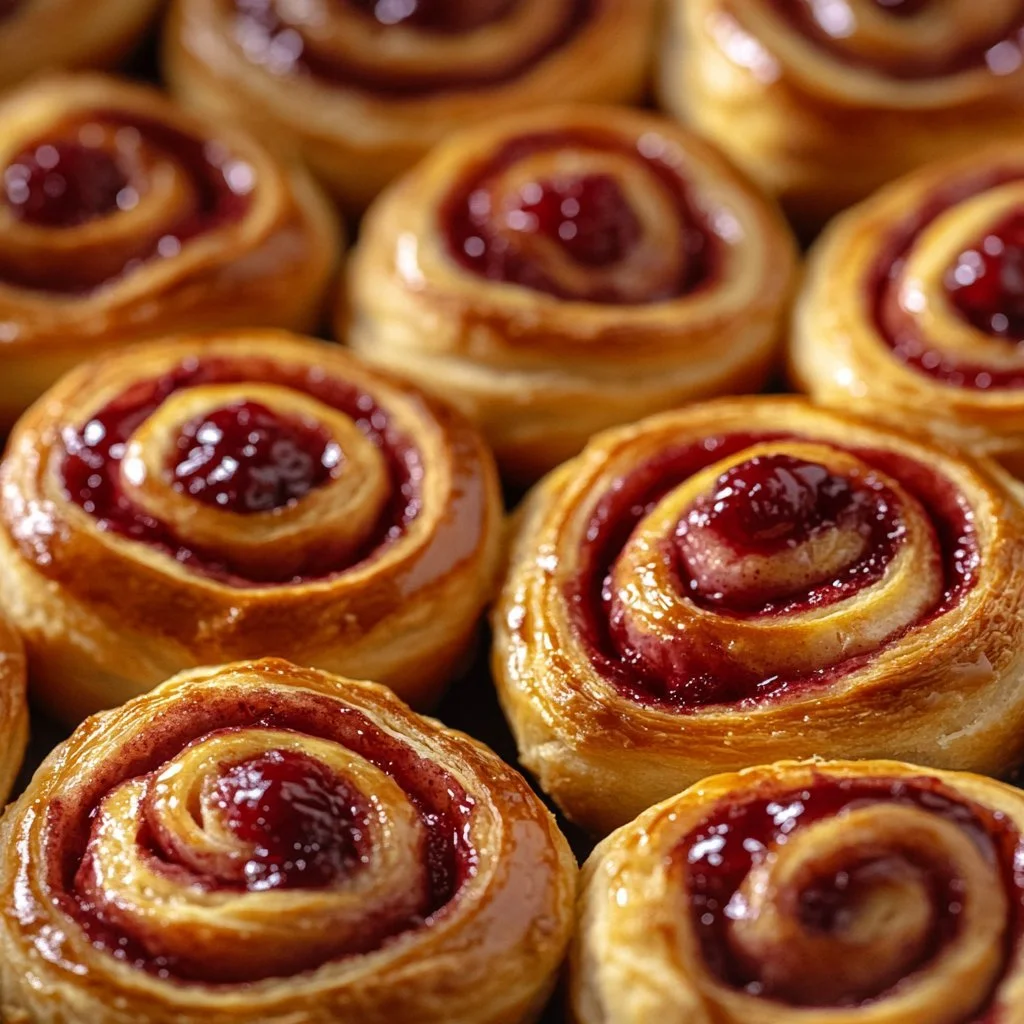 Delicious sourdough danishes with raspberry filling and cream cheese topping.