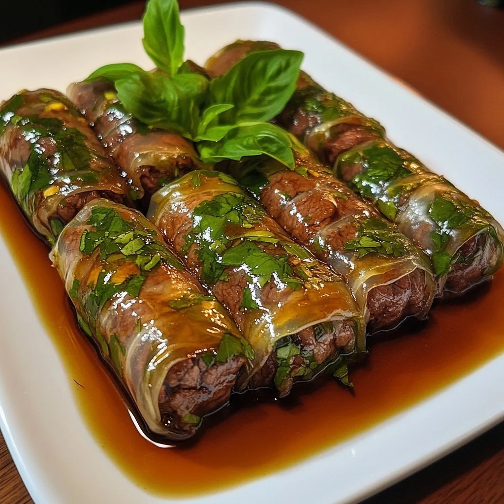 Thai Basil Beef Rolls made with fresh basil, ground beef, and spices