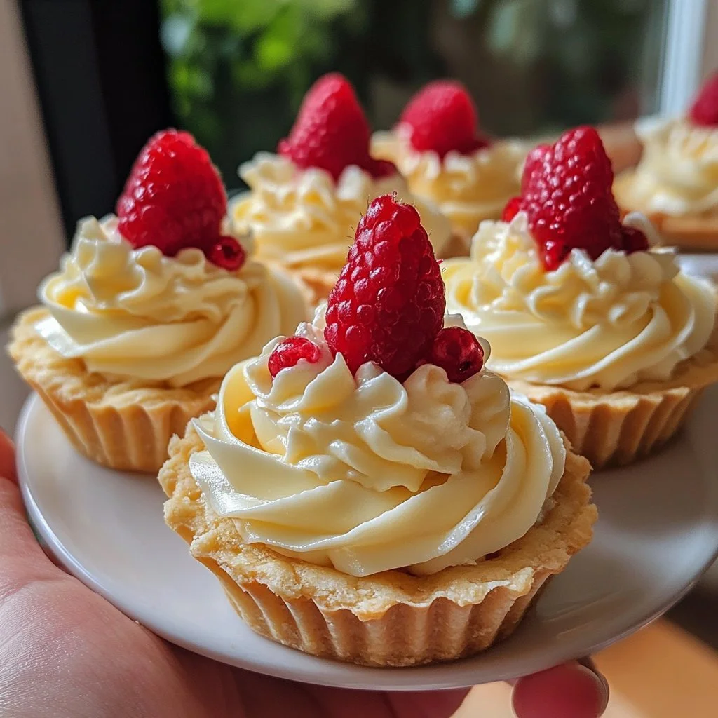 Delicious white chocolate mousse tartlets garnished with fresh berries.
