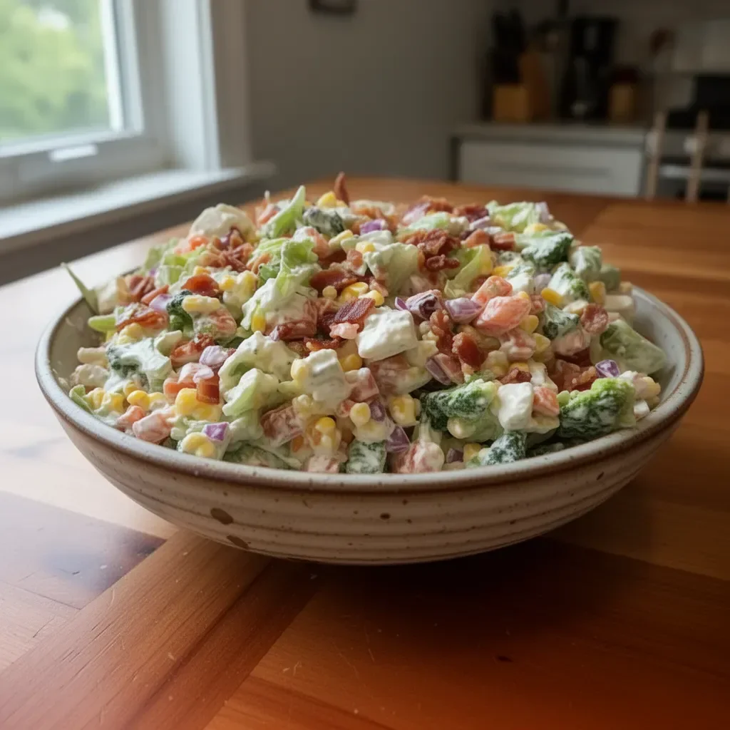 Bacon Ranch Salad featuring crispy bacon, fresh greens, and ranch dressing