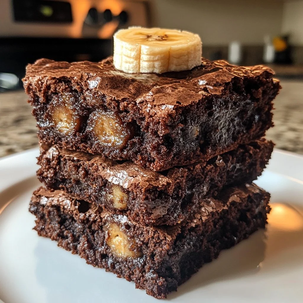Delicious banana bread brownies with a chocolatey texture and banana flavor