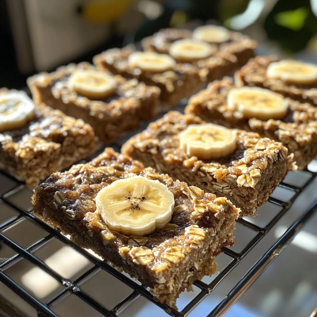 Homemade Banana Oatmeal Bars with ripe bananas and oats