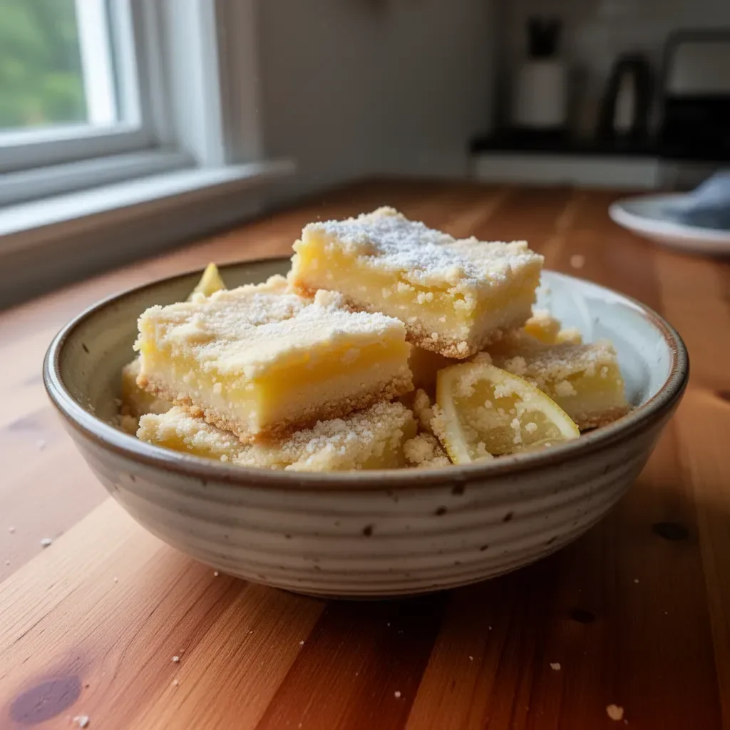 Delicious lemon shortbread bars garnished with lemon zest on a white plate