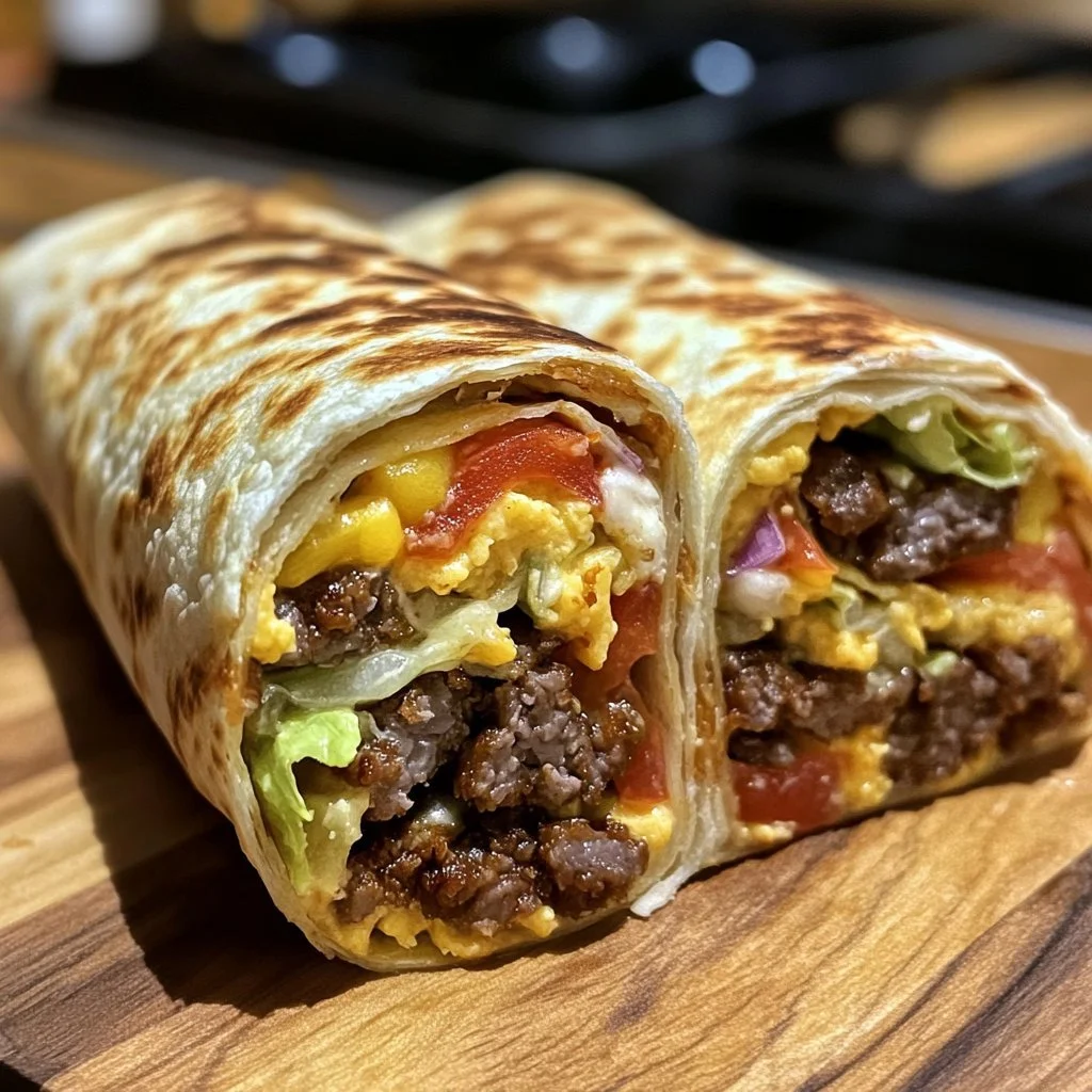 A tasty Big Mac Wrap showcasing layers of beef, cheese, and special sauce.