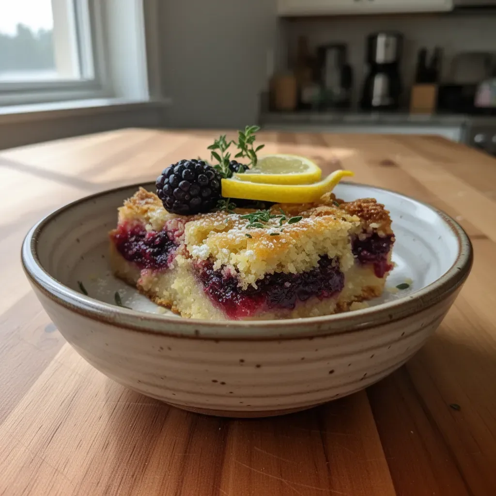 Delicious Blackberry Lemon Thyme Squares served on a white plate