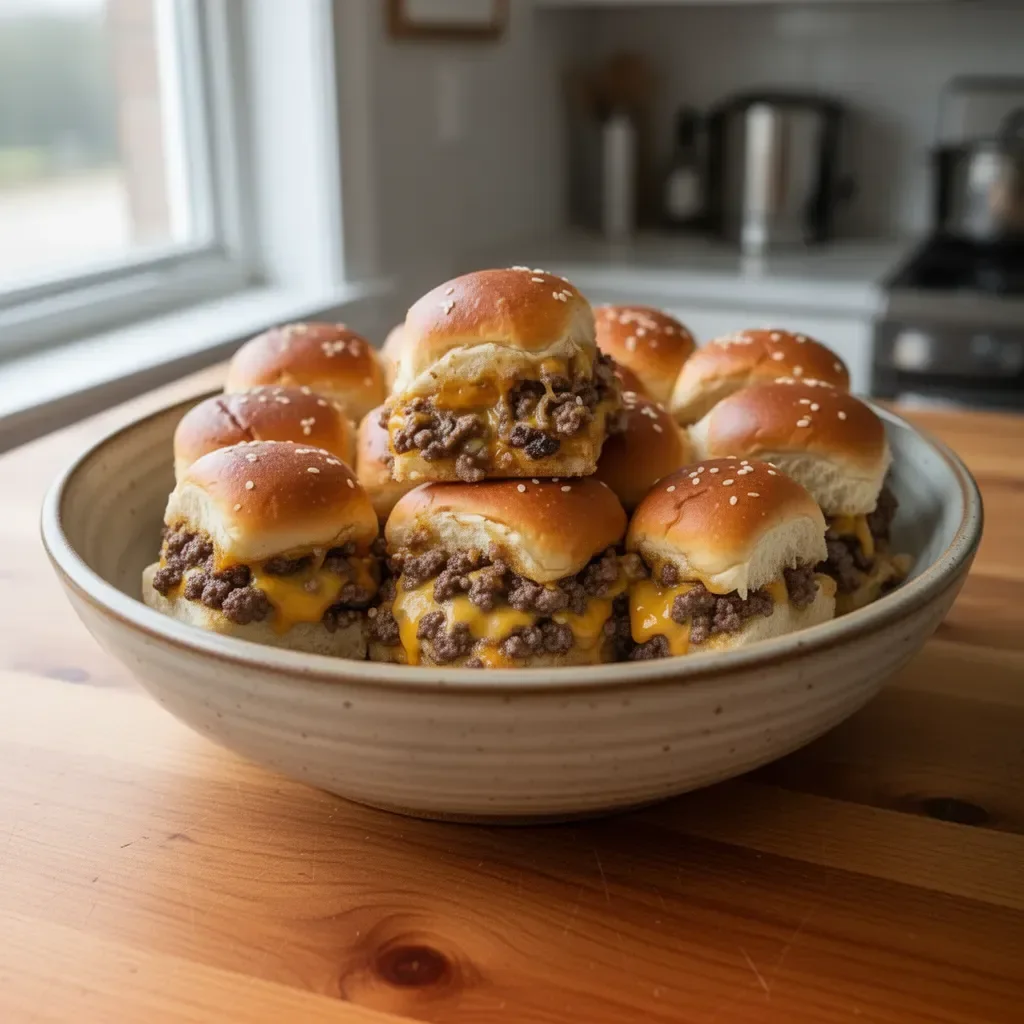 Delicious cheeseburger sliders with melted cheese and fresh toppings