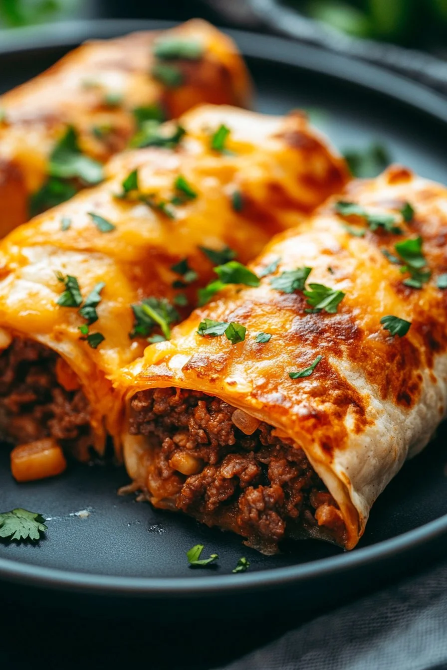 Cheesy Beef Chimichangas