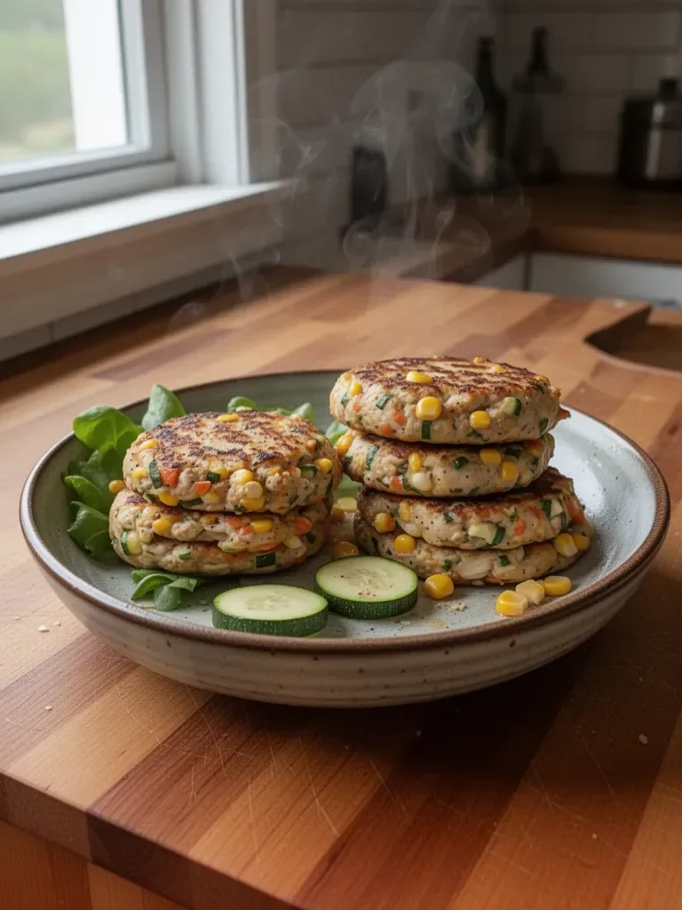 Chicken Zucchini Corn Burgers