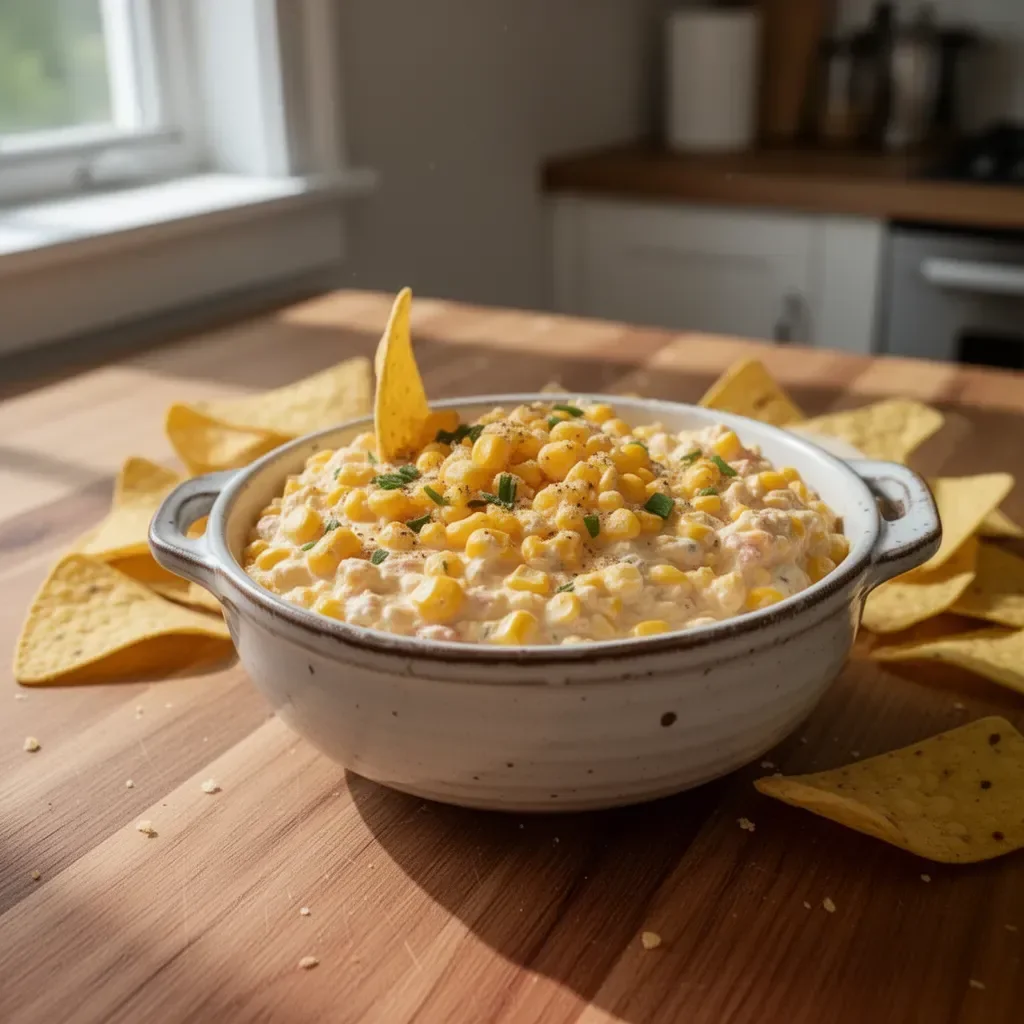 Delicious corn dip served in a bowl, perfect for sharing at parties.