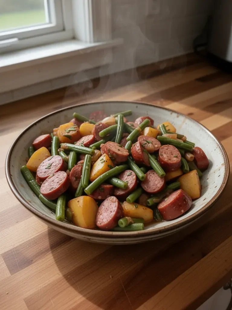 Crockpot Kielbasa and Green Beans