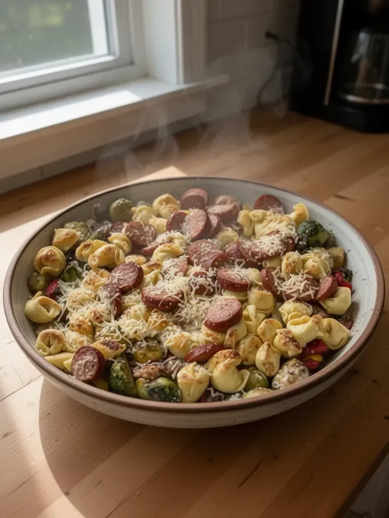 Easy Sheet Pan Tortellini and Kielbasa