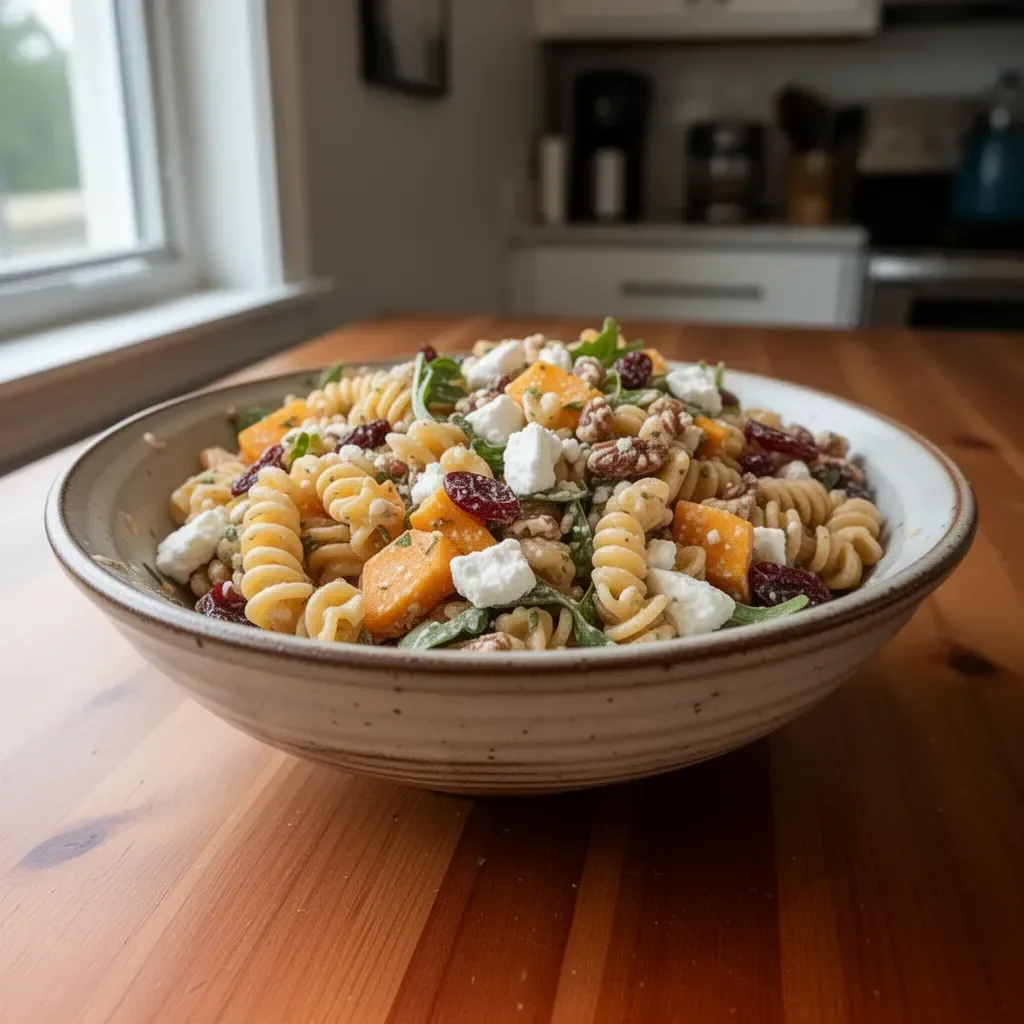 Delicious Fall Harvest Pasta Salad with seasonal ingredients