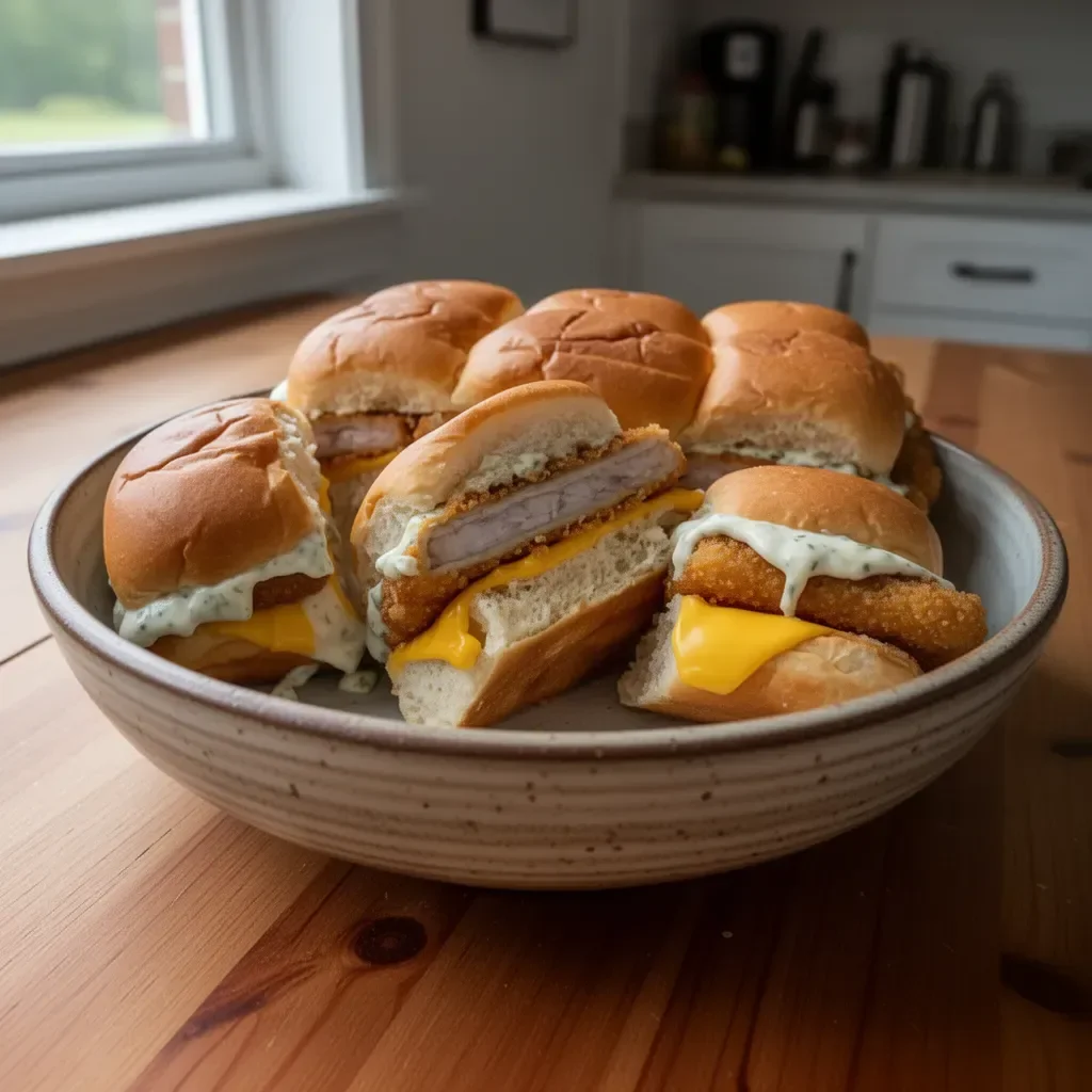 Delicious Filet-O-Fish sliders served with fresh toppings