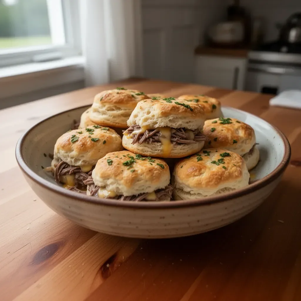 Delicious French Dip Biscuits served with au jus for dipping
