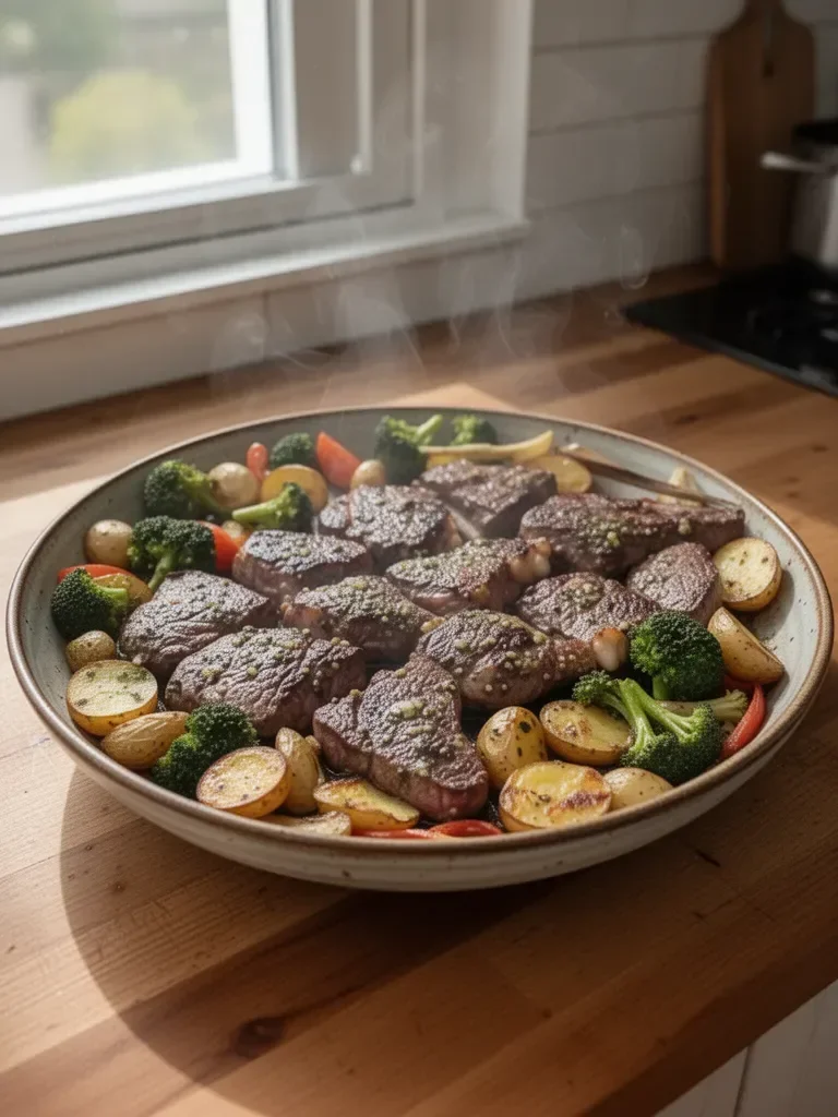 Garlic Butter Steak & Veggies Sheet Pan Recipe