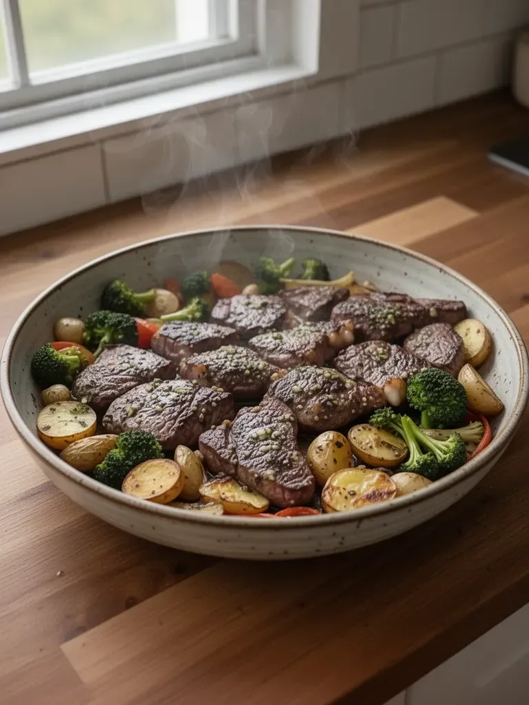 Garlic Butter Steak & Veggies Sheet Pan Recipe
