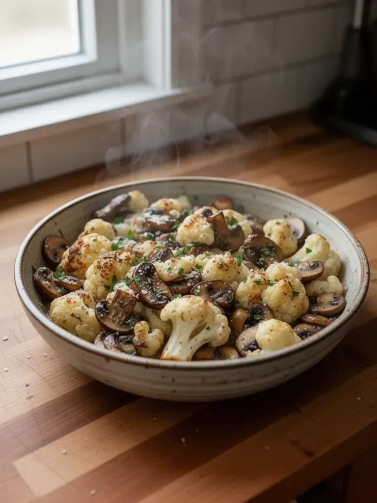Garlic Cauliflower Mushroom Skillet