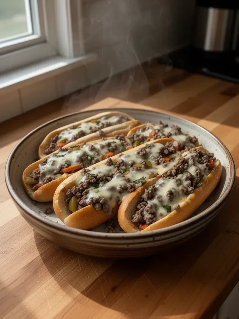 Ground Beef Philly Cheesesteaks