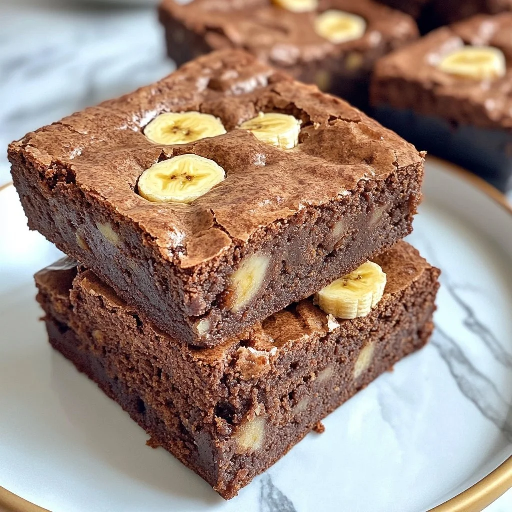Delicious healthy banana brownies made with ripe bananas and wholesome ingredients.