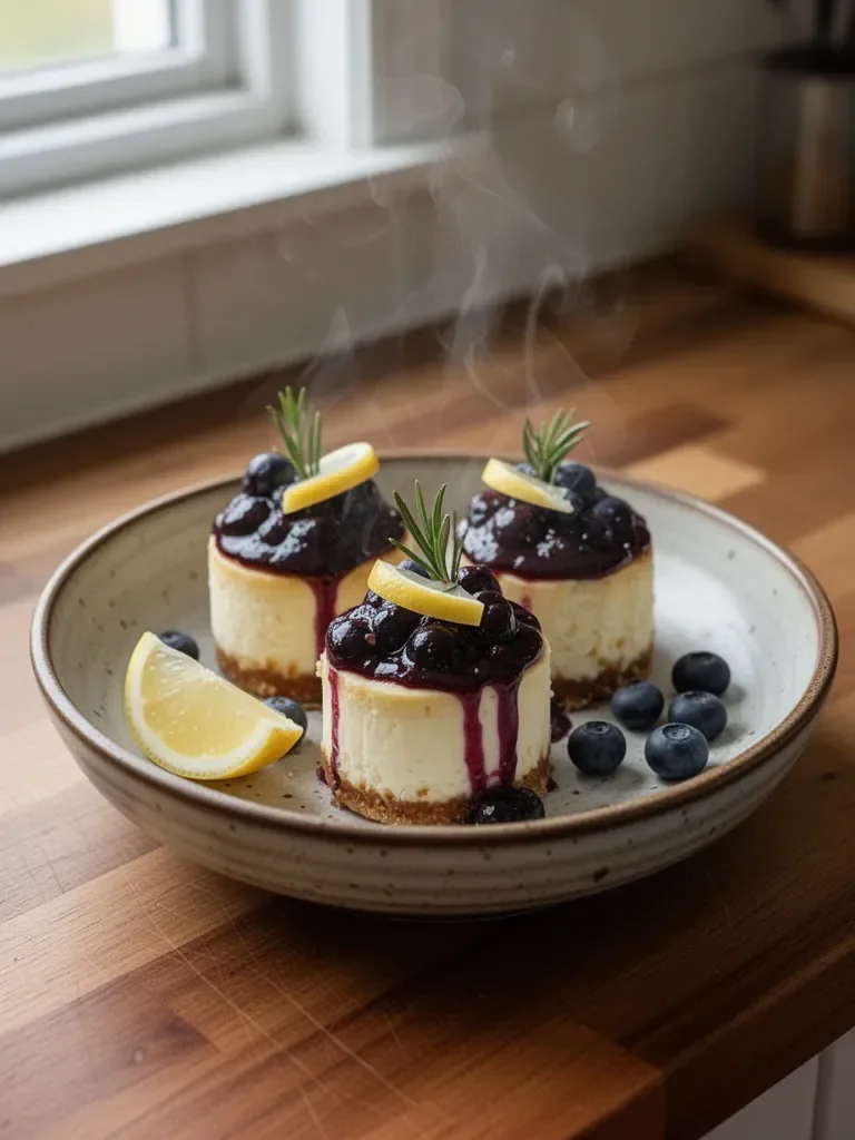 Healthy Mini Lemon Blueberry Cheesecakes
