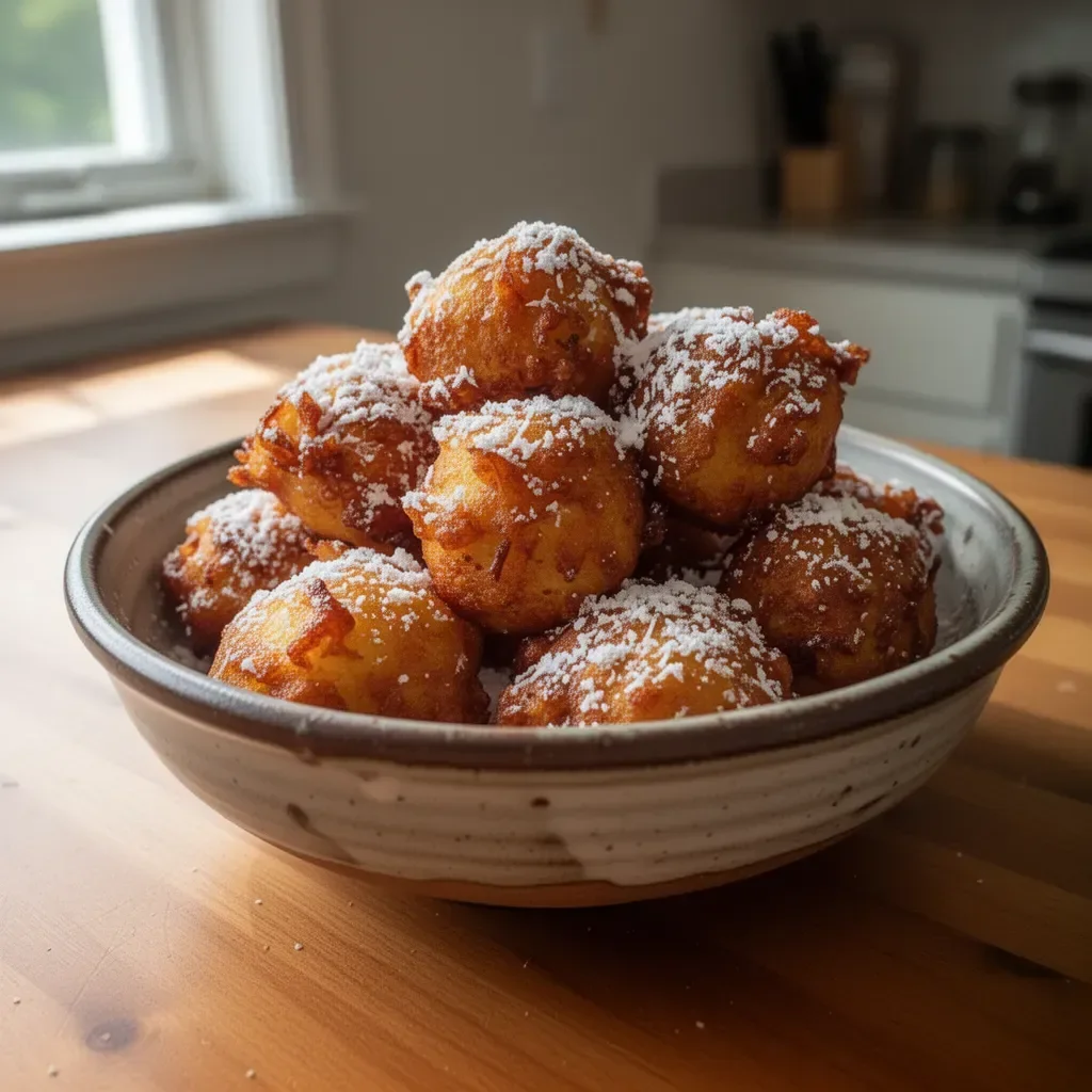Delicious pineapple fritters served on a plate with a tropical theme