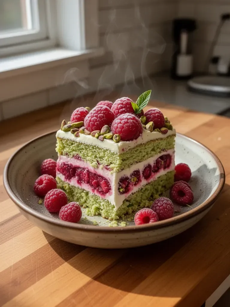 Heavenly Pistachio Raspberry Dream Cake