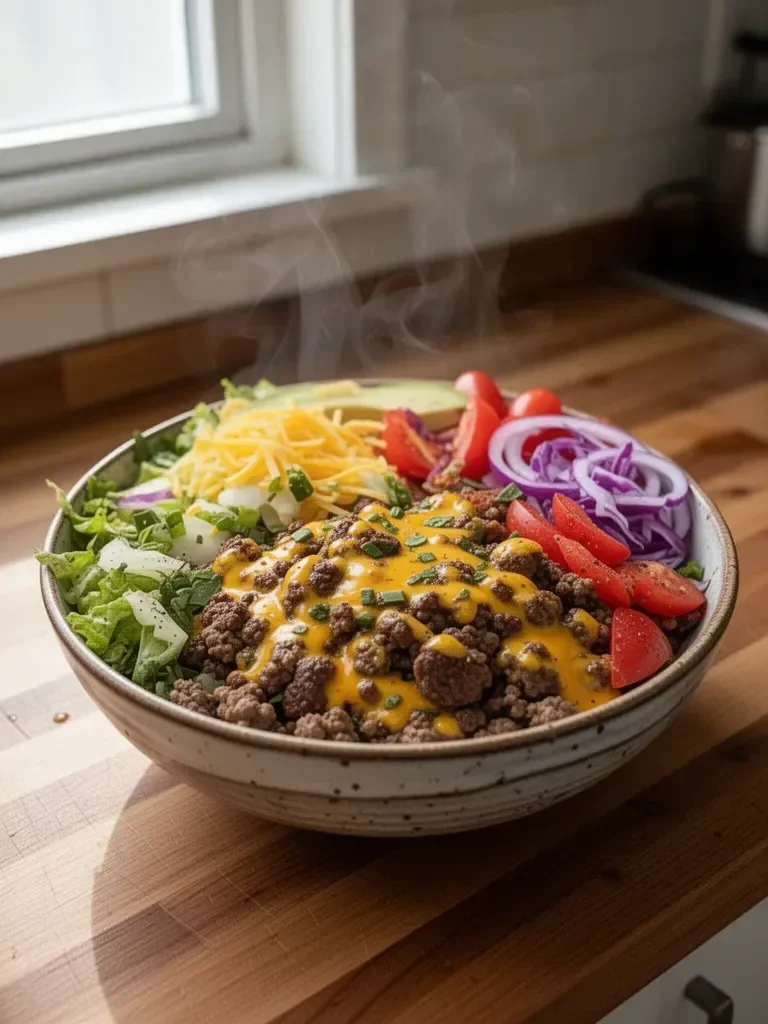 High-Protein Cheeseburger Bowls