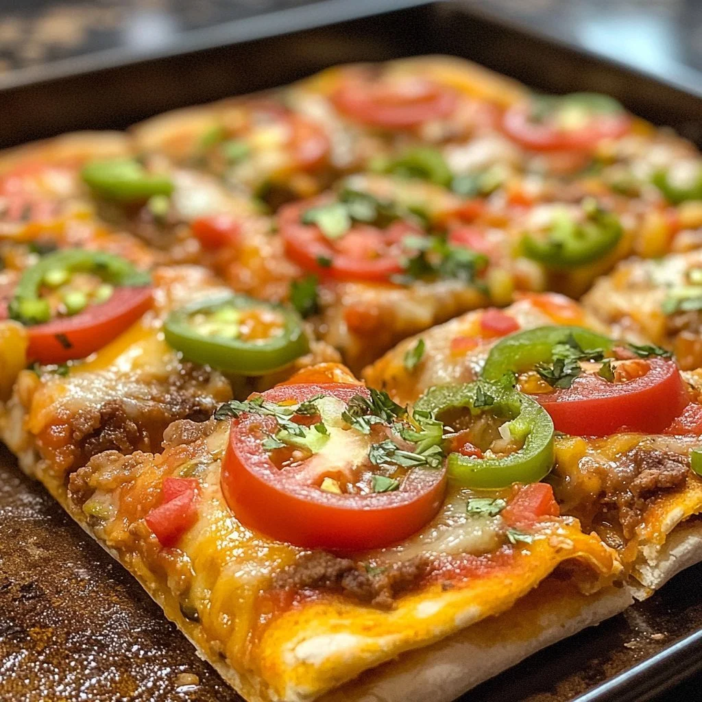 Delicious homemade Mexican pizza topped with fresh ingredients