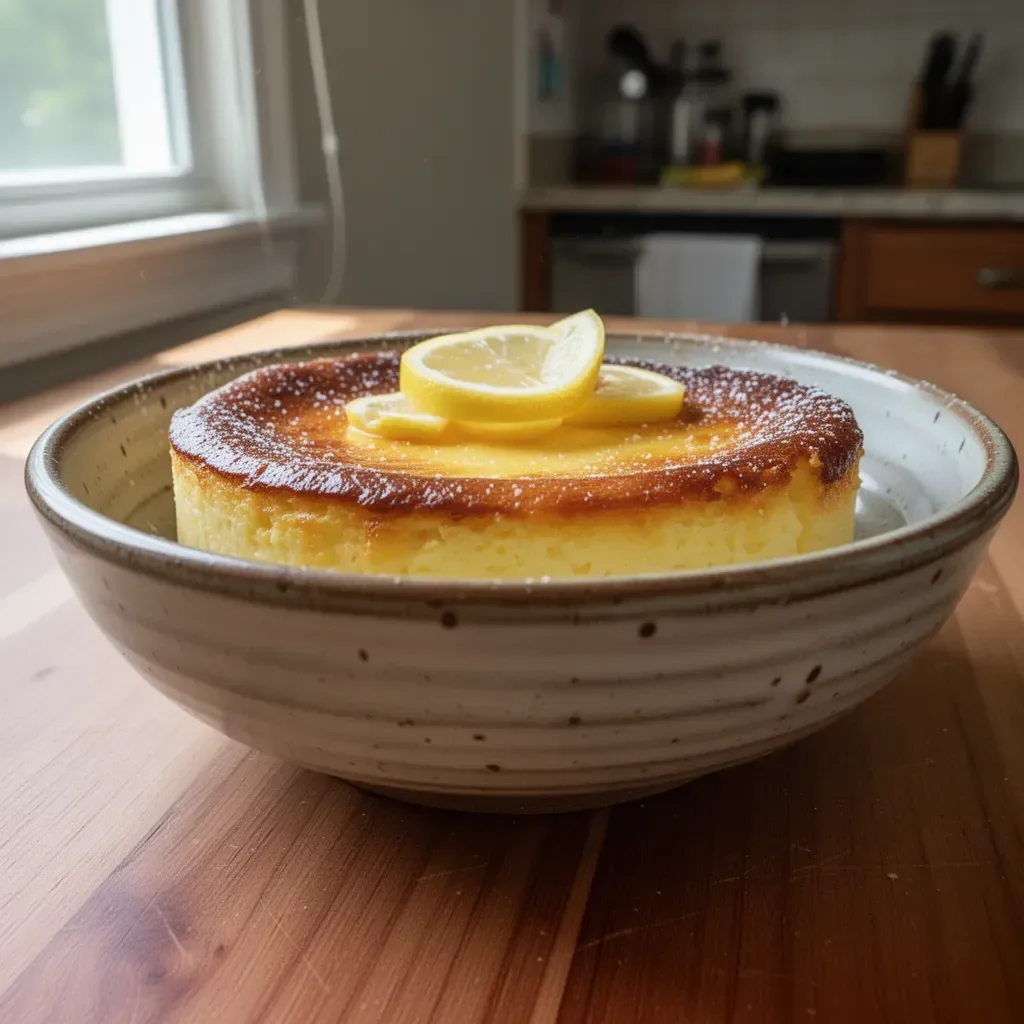 Slice of Italian Grandma's Lemon Custard Cake garnished with lemon zest.