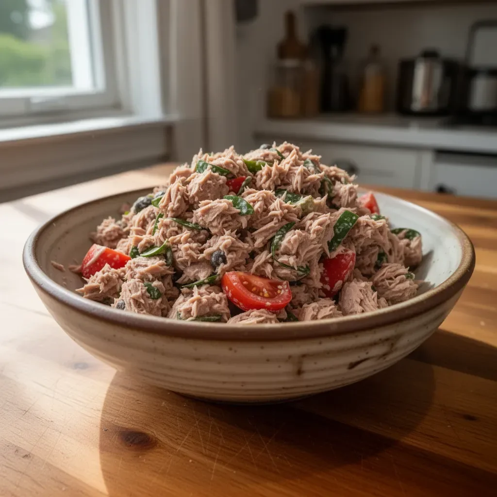 Italian Tuna Salad with fresh ingredients and garnishes