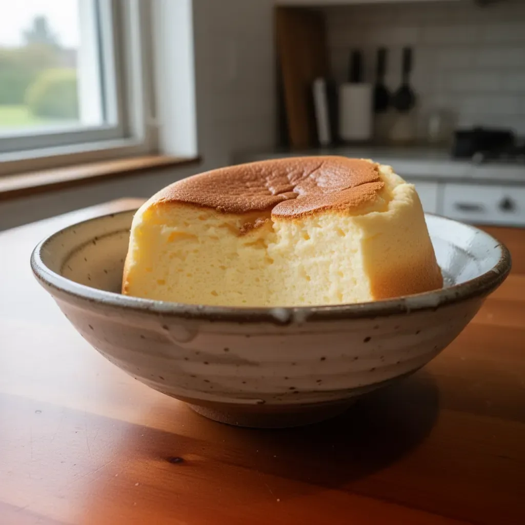 Deliciously fluffy Japanese Cotton Cheesecake served on a plate