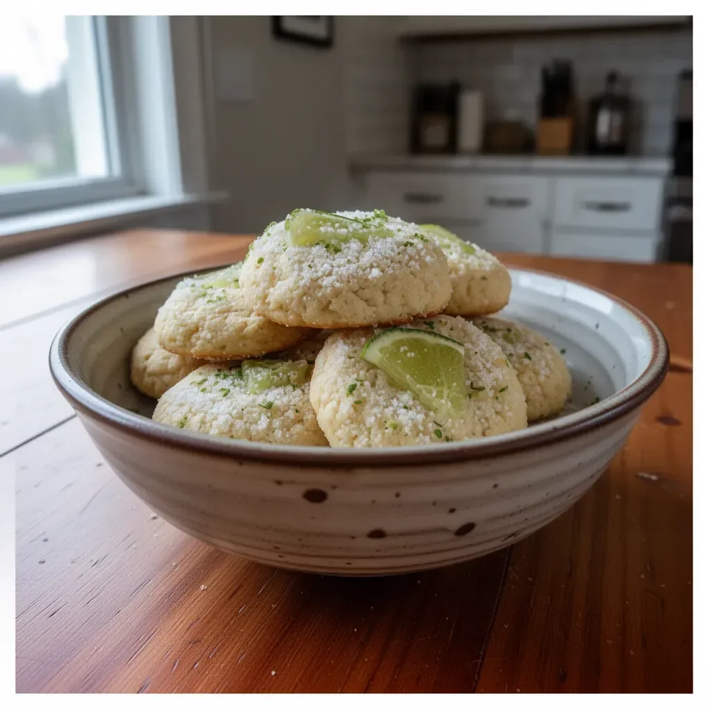 Freshly baked Key Lime Cookies with a zesty lime flavor