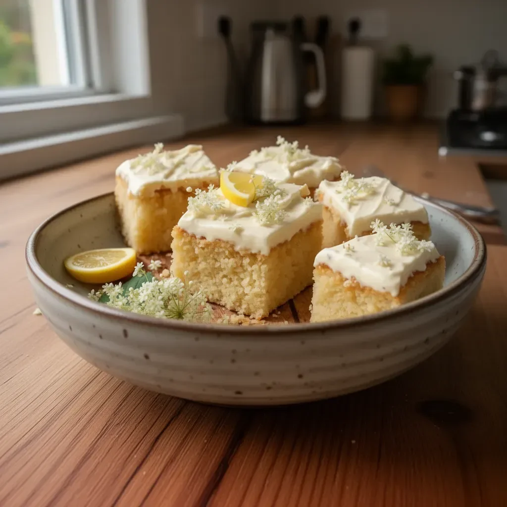 Delicious Lemon Elderflower Cake with zesty lemon and elderflower frosting.