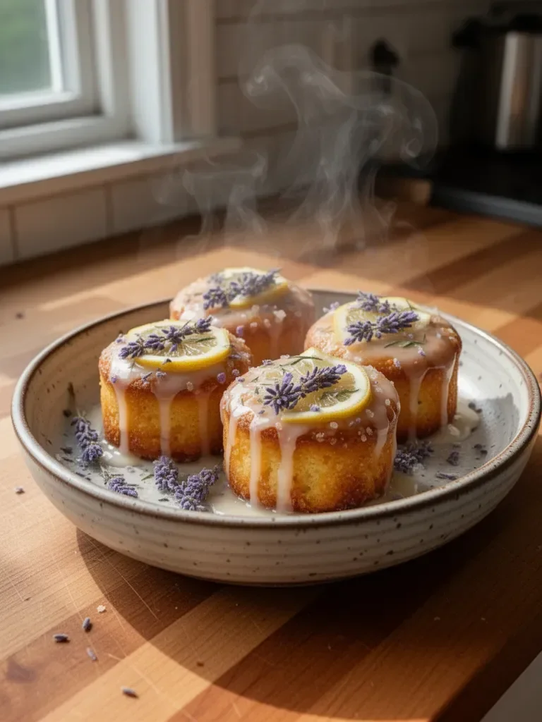 Mini Lemon Cakes With Lavender Glaze