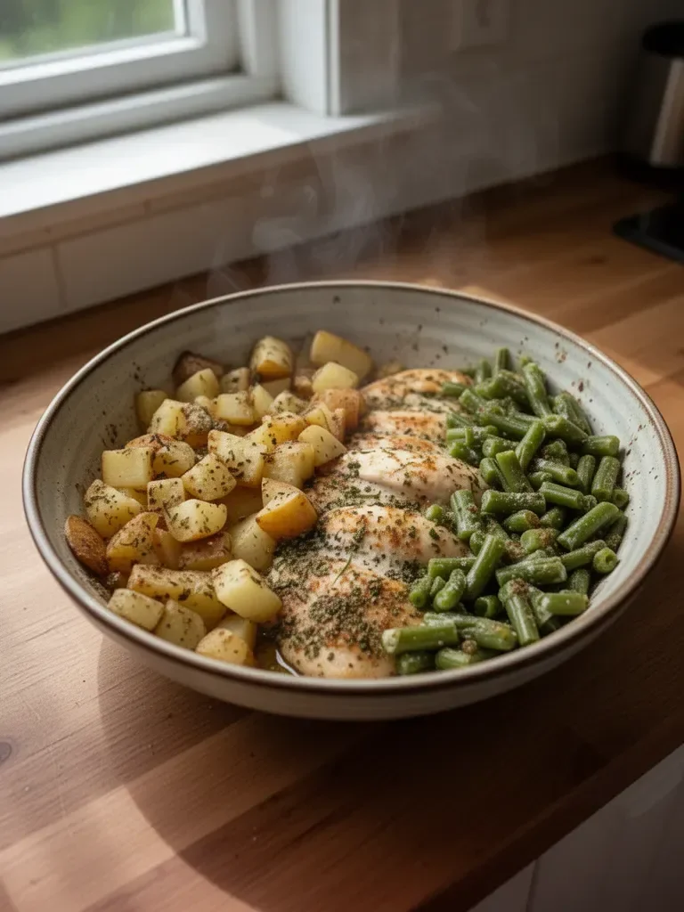 One-Pan Baked Chicken, Potatoes and Green Beans