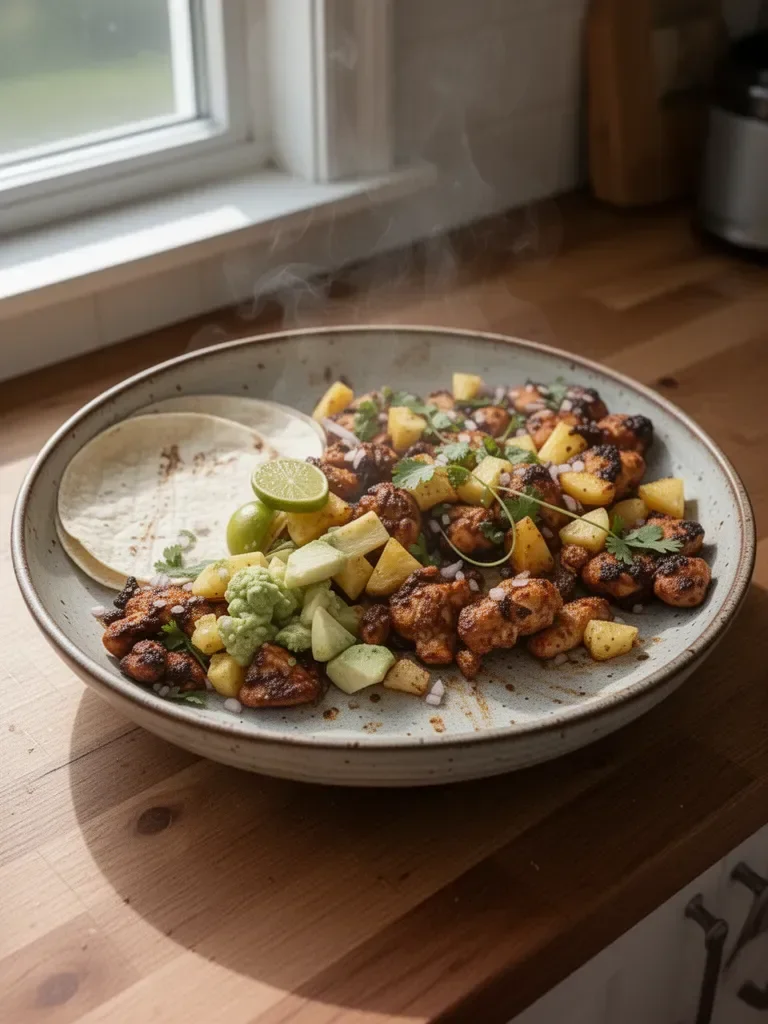 One Pan Chicken & Pineapple Tacos